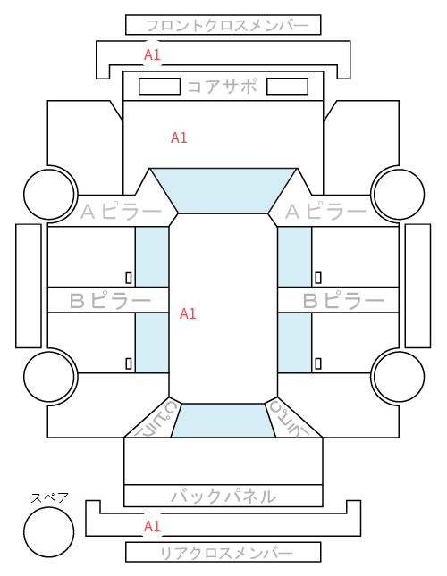Body condition diagram (damage marks, Japanese labels)