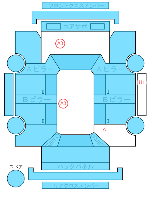 Body condition diagram (damage marks, Japanese labels)