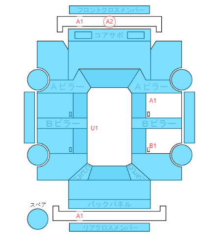 Body condition diagram (damage marks, Japanese labels)