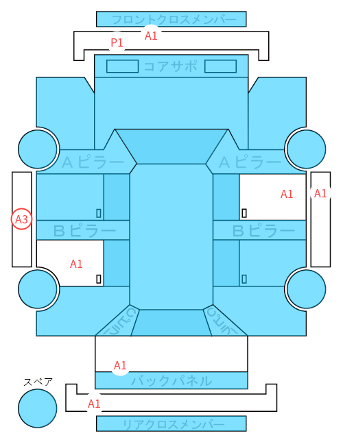 Body condition diagram (damage marks, Japanese labels)