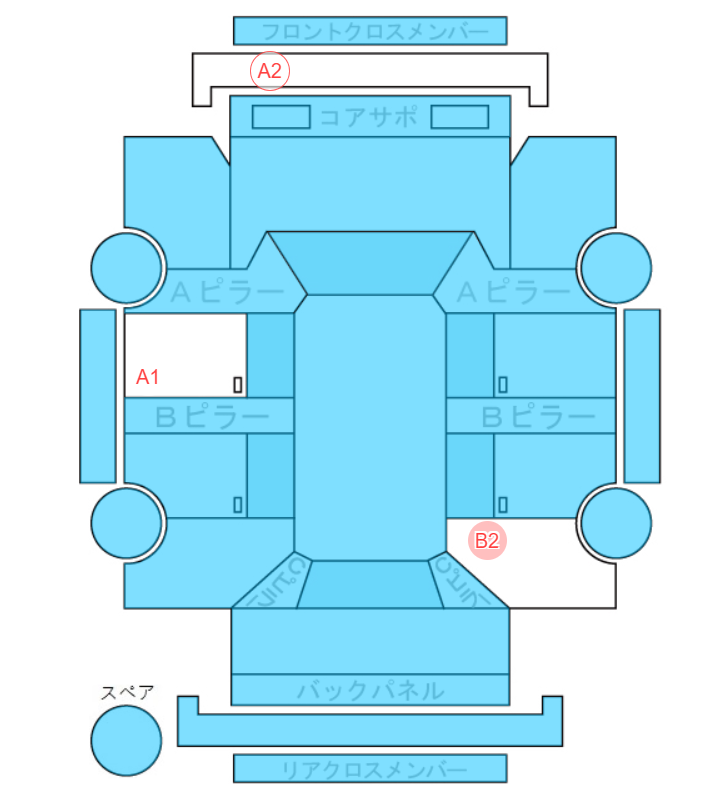 Body condition diagram (damage marks, Japanese labels)