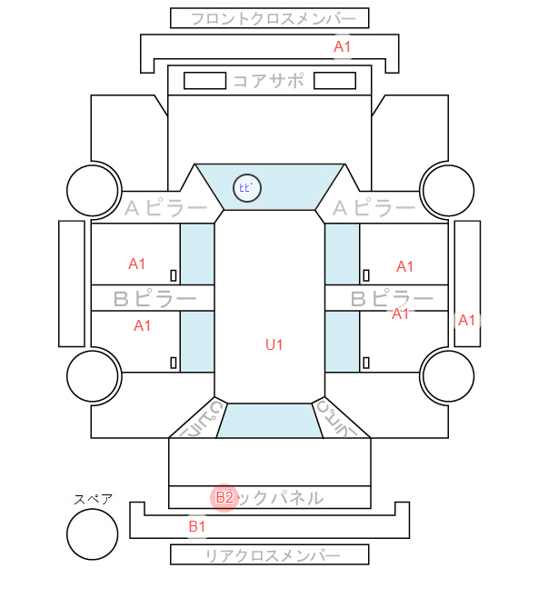 Body condition diagram (damage marks, Japanese labels)