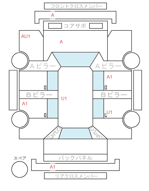 Body condition diagram (damage marks, Japanese labels)