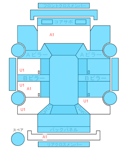 Body condition diagram (damage marks, Japanese labels)