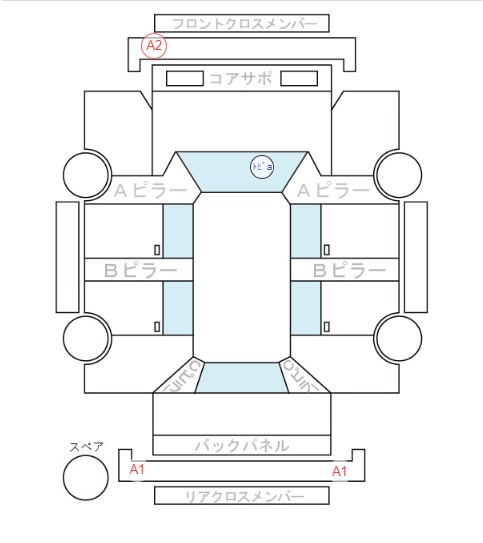 Body condition diagram (damage marks, Japanese labels)