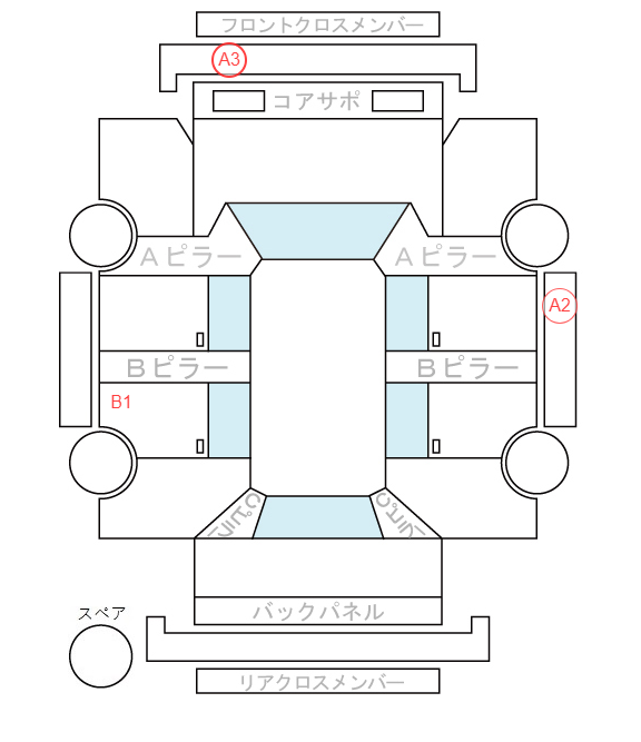 Body condition diagram (damage marks, Japanese labels)