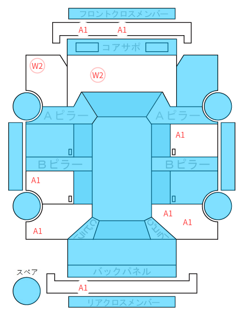 Body condition diagram (damage marks, Japanese labels)