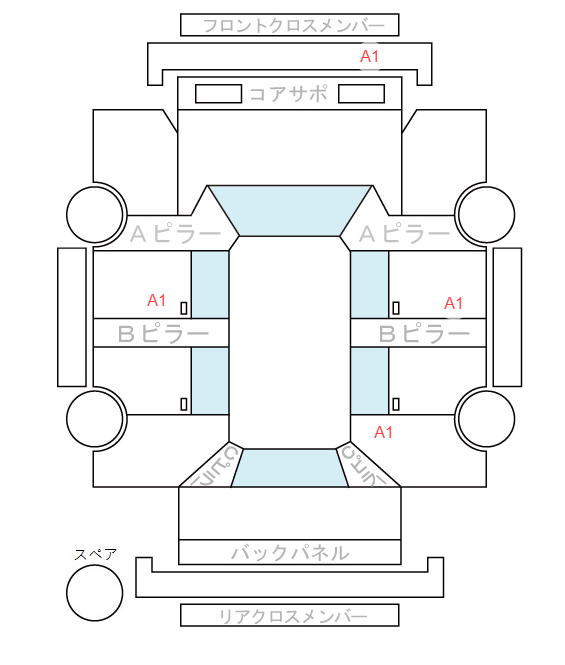 Body condition diagram (damage marks, Japanese labels)