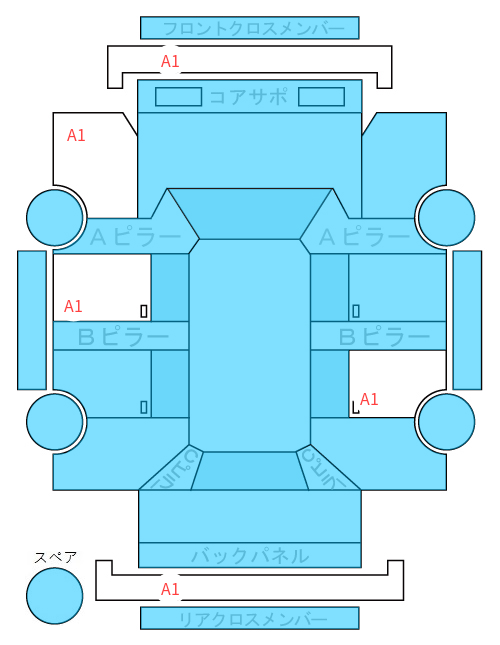 Body condition diagram (damage marks, Japanese labels)