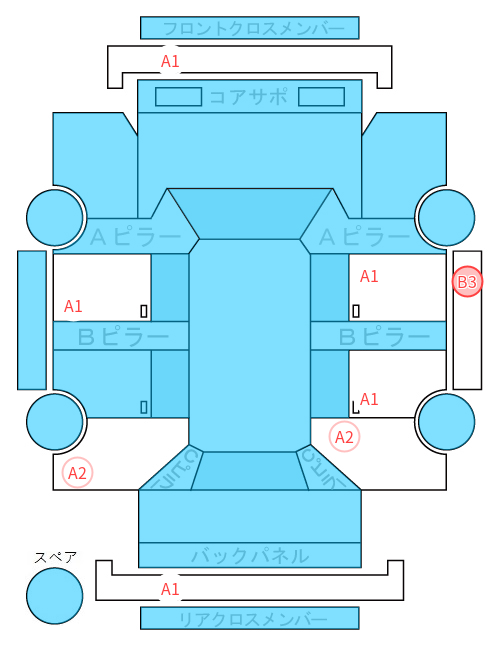 Body condition diagram (damage marks, Japanese labels)