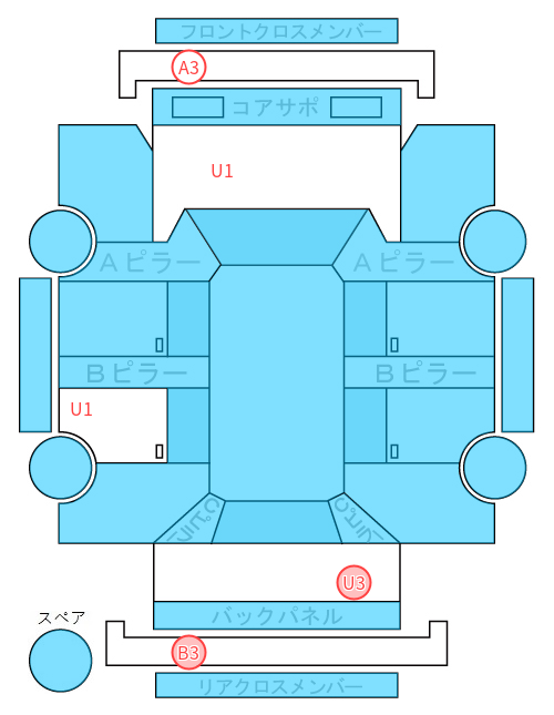 Body condition diagram (damage marks, Japanese labels)