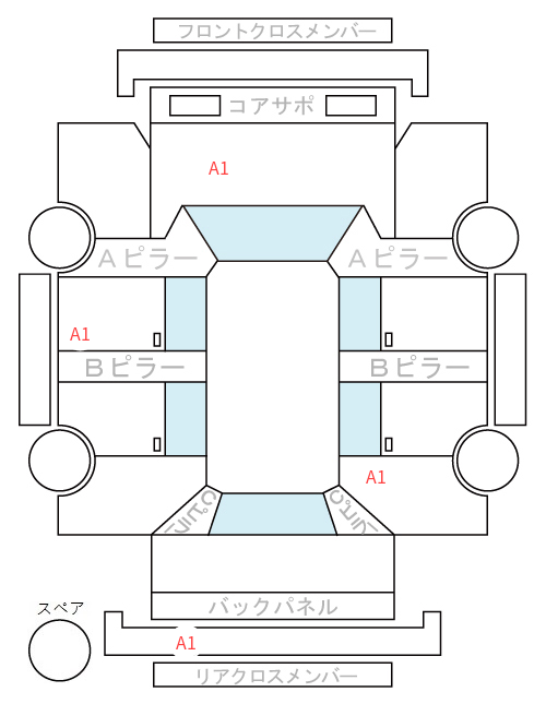 Body condition diagram (damage marks, Japanese labels)