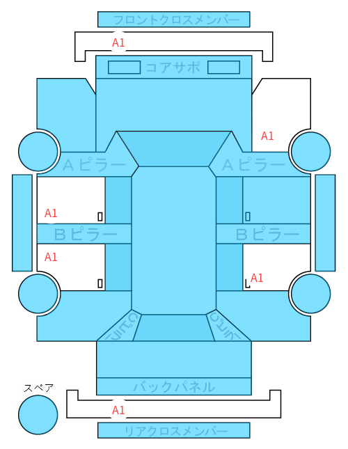 Body condition diagram (damage marks, Japanese labels)