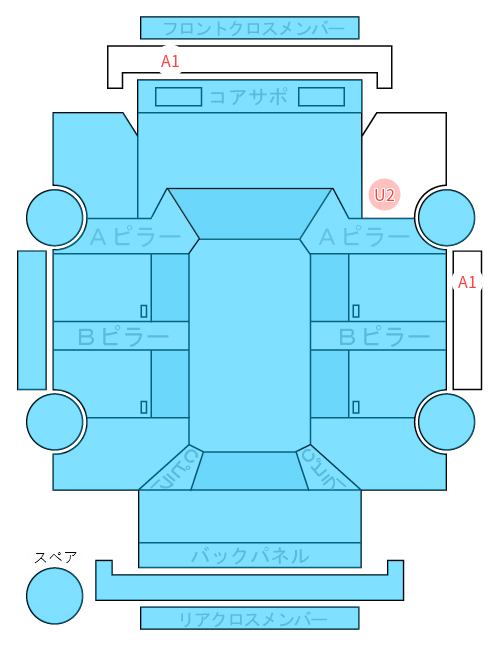 Body condition diagram (damage marks, Japanese labels)