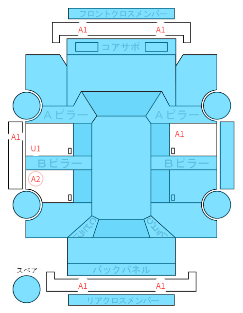 Body condition diagram (damage marks, Japanese labels)