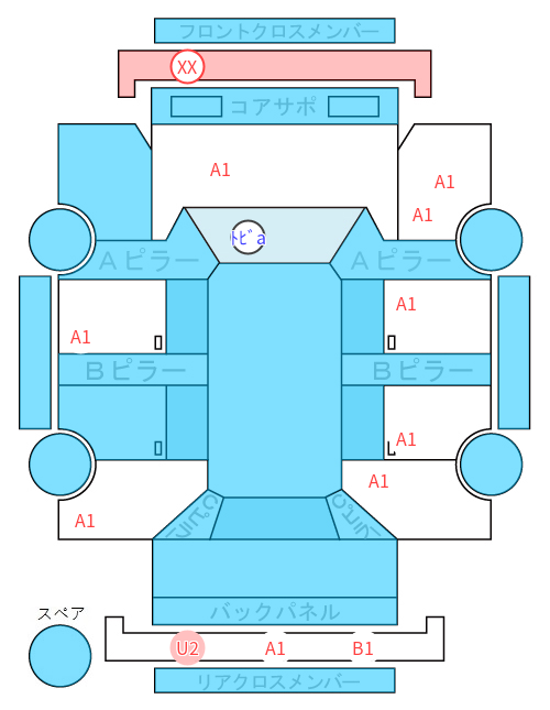 Body condition diagram (damage marks, Japanese labels)