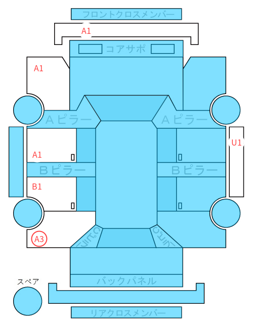 Body condition diagram (damage marks, Japanese labels)