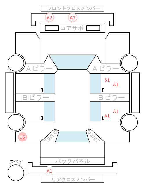 Body condition diagram (damage marks, Japanese labels)