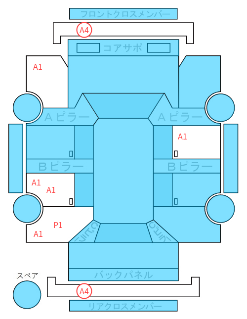 Body condition diagram (damage marks, Japanese labels)