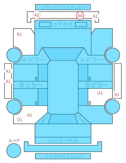 Body condition diagram (damage marks, Japanese labels)
