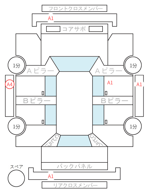 Body condition diagram (damage marks, Japanese labels)