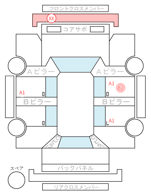 Body condition diagram (damage marks, Japanese labels)