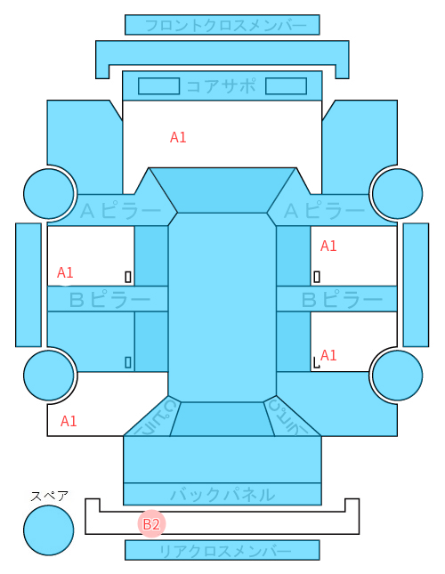 Body condition diagram (damage marks, Japanese labels)