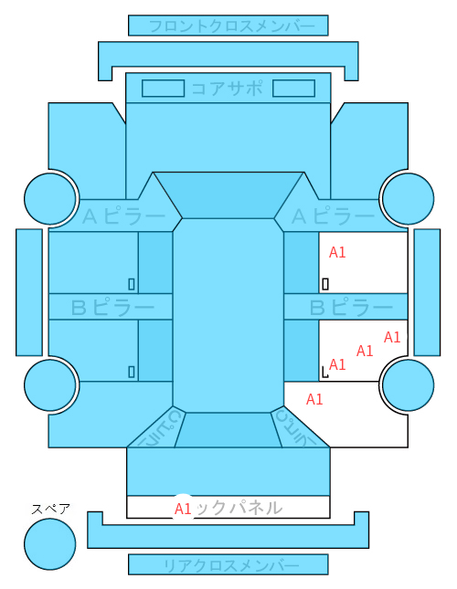 Body condition diagram (damage marks, Japanese labels)