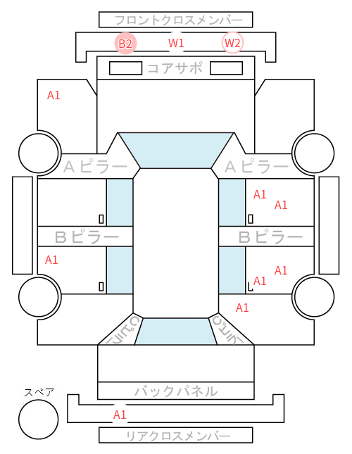 Body condition diagram (damage marks, Japanese labels)