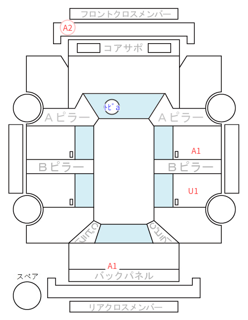 Body condition diagram (damage marks, Japanese labels)