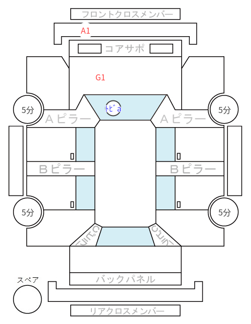 Body condition diagram (damage marks, Japanese labels)