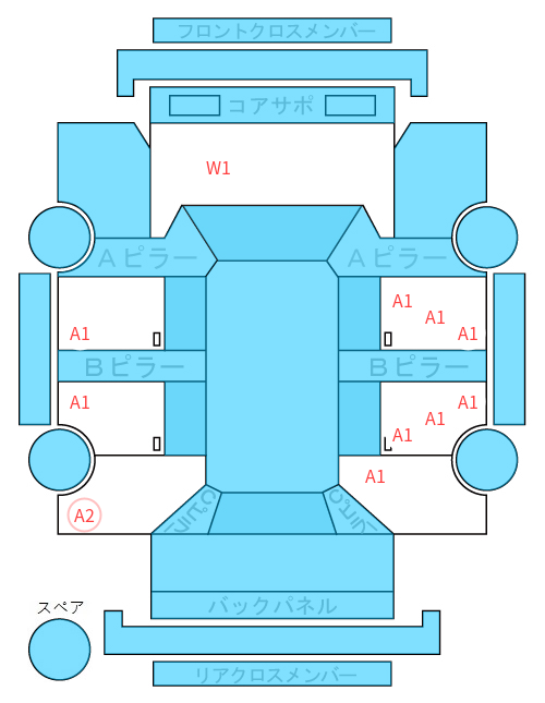 Body condition diagram (damage marks, Japanese labels)