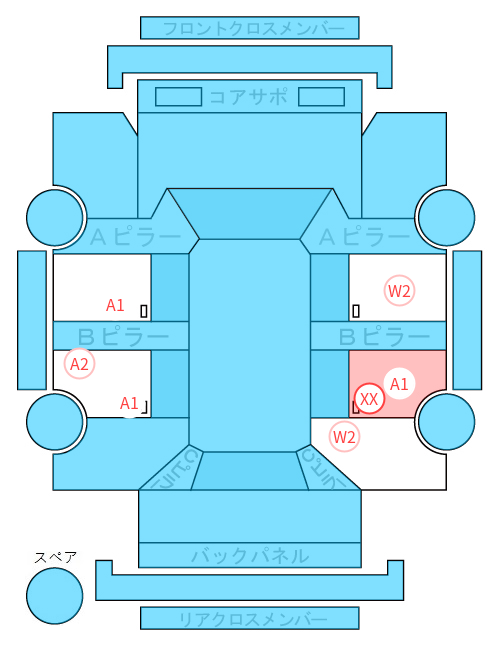 Body condition diagram (damage marks, Japanese labels)