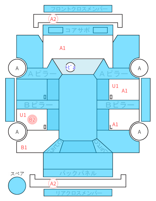 Body condition diagram (damage marks, Japanese labels)