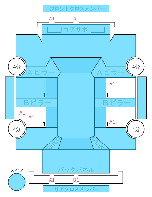 Body condition diagram (damage marks, Japanese labels)