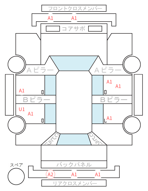 Body condition diagram (damage marks, Japanese labels)