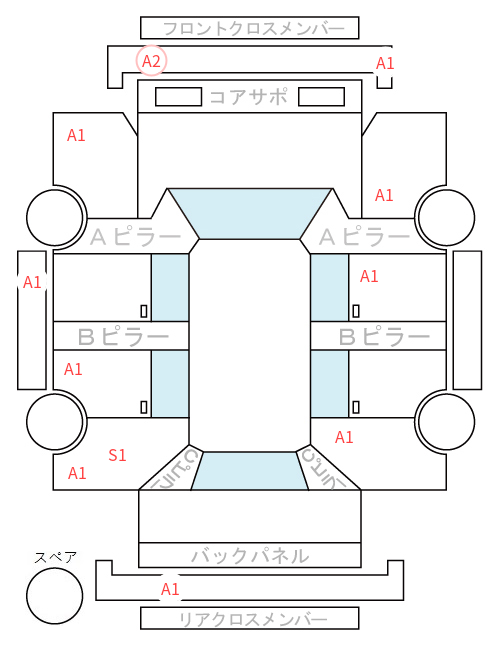 Body condition diagram (damage marks, Japanese labels)
