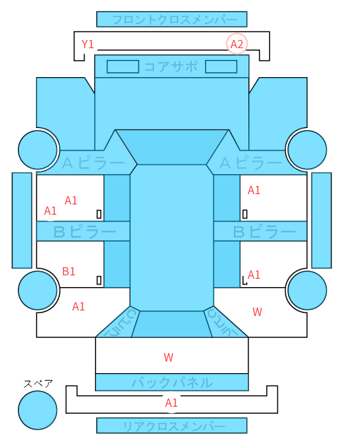 Body condition diagram (damage marks, Japanese labels)