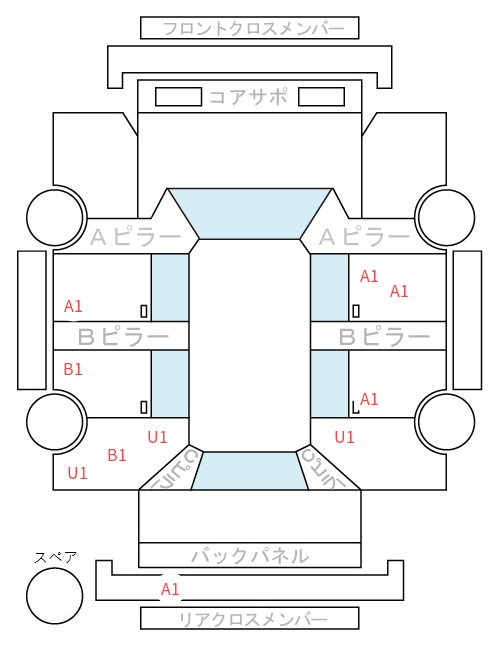 Body condition diagram (damage marks, Japanese labels)