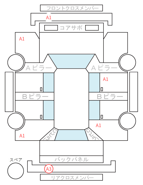 Body condition diagram (damage marks, Japanese labels)