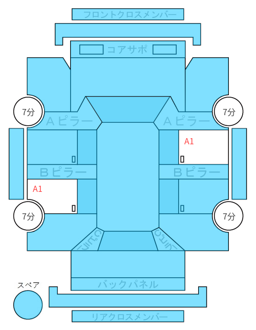 Body condition diagram (damage marks, Japanese labels)