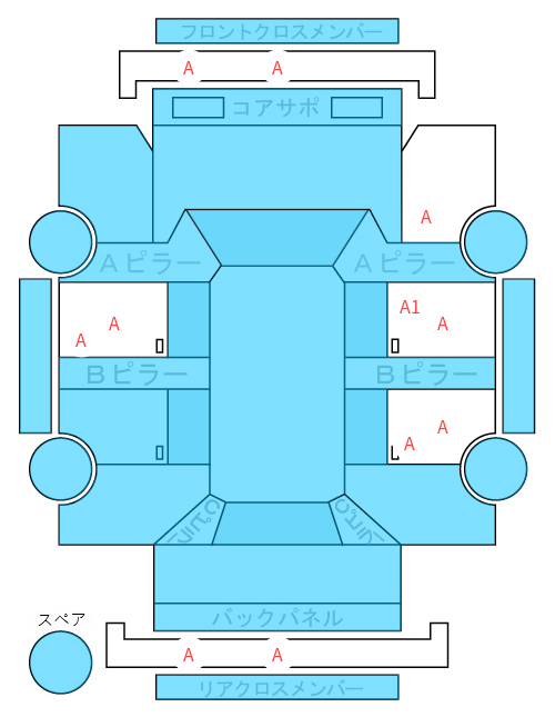 Body condition diagram (damage marks, Japanese labels)