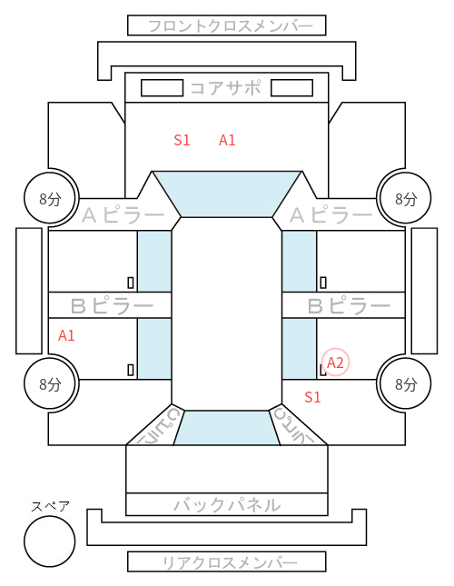 Body condition diagram (damage marks, Japanese labels)