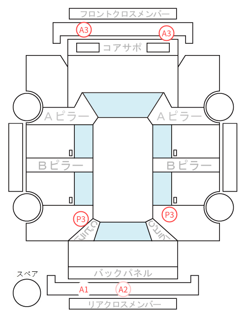 Body condition diagram (damage marks, Japanese labels)