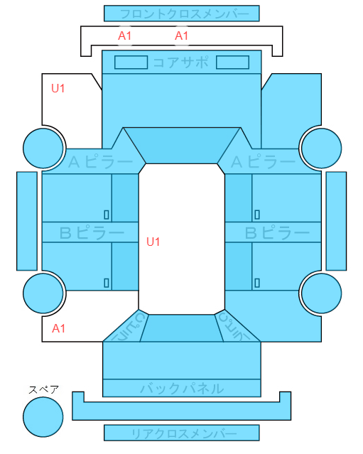 Body condition diagram (damage marks, Japanese labels)