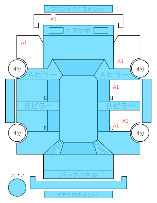 Body condition diagram (damage marks, Japanese labels)
