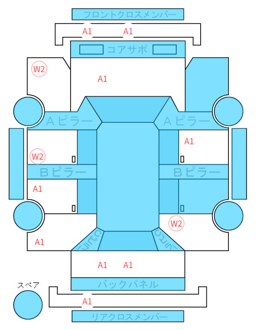 Body condition diagram (damage marks, Japanese labels)