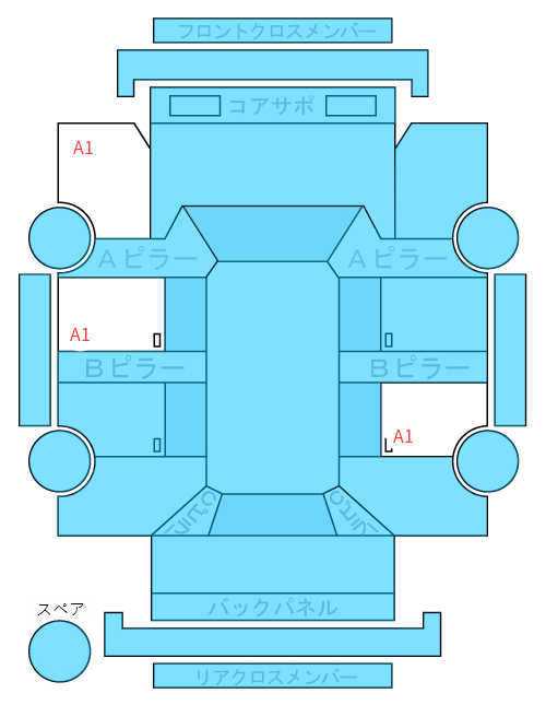 Body condition diagram (damage marks, Japanese labels)