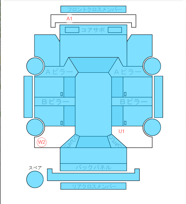 Body condition diagram (damage marks, Japanese labels)