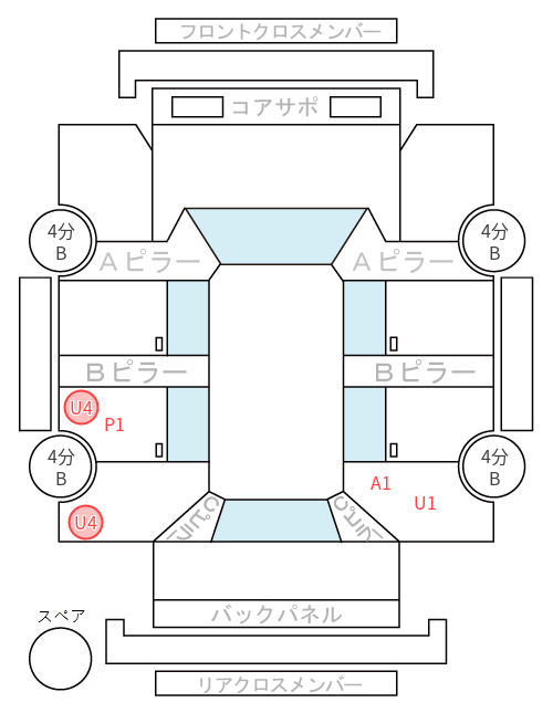 Body condition diagram (damage marks, Japanese labels)